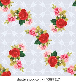 Nahtlose Blumenmuster rot und Rose Vektorgrafik EPS8