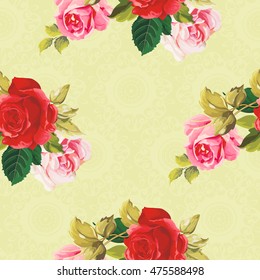 Seamless floral pattern red and rose Vector Illustration EPS8
