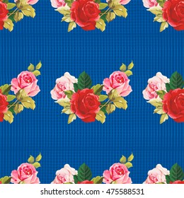 Patrón floral sin fisuras rojo y rosa Vector Ilustración EPS8