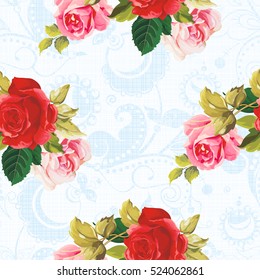 Seamless floral pattern red and rose Vector Illustration EPS8