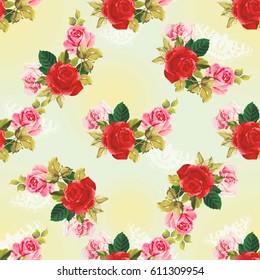 Seamless floral pattern red and rose Vector Illustration EPS8