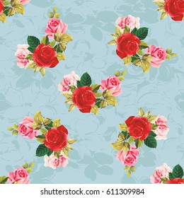 Seamless floral pattern red and rose Vector Illustration EPS8