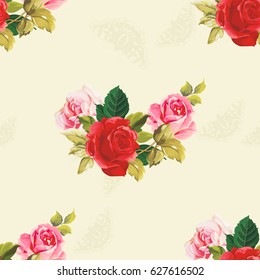 Seamless floral pattern red and rose Vector Illustration EPS8
