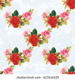 Seamless floral pattern red and rose Vector Illustration EPS8