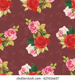 Seamless floral pattern red and rose Vector Illustration EPS8