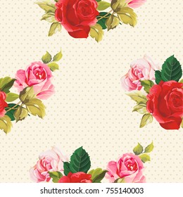 Seamless floral pattern red and rose Vector Illustration EPS8