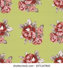 Seamless floral pattern with red roses Vector Illustration