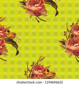 Patrón floral sin fisuras con rosas rojas Vector Ilustración