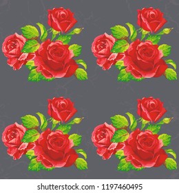 Seamless floral pattern with red roses Vector Illustration