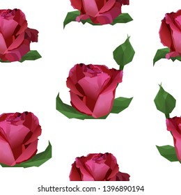 Seamless floral pattern with red roses on white background. Vector floral background for textile, cover or packing design.