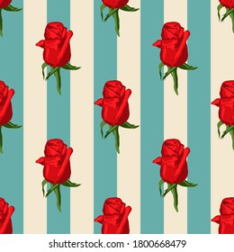 Seamless floral pattern with of red roses. Vector illustrationseamless pattern of red roses, vector.