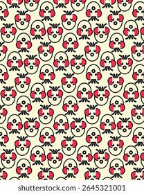 Seamless floral pattern with red roses and decorative vintage elements	
