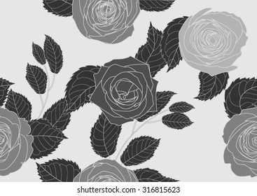 Seamless floral pattern with of red roses on background