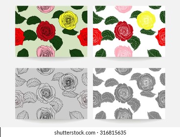 Seamless floral pattern with of red roses on background