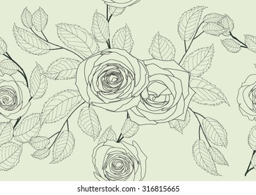 Seamless floral pattern with of red roses on background