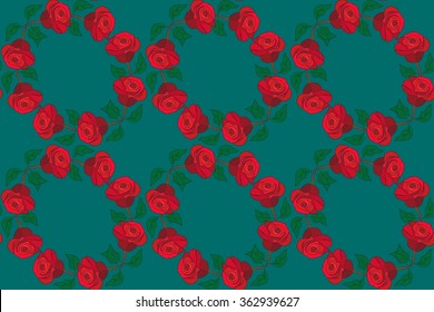 Seamless floral pattern with red roses. Vector illustration. 