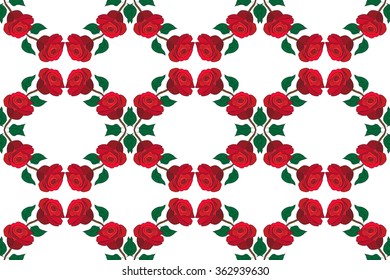 Seamless floral pattern with red roses. Vector illustration. 