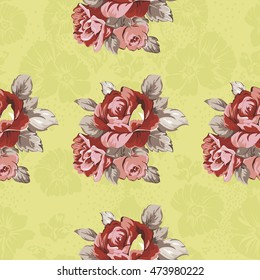 Seamless floral pattern with red roses Vector Illustration EPS8