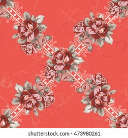 Seamless floral pattern with red roses Vector Illustration EPS8