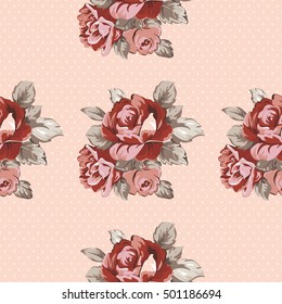 Seamless floral pattern with red roses Vector Illustration EPS8