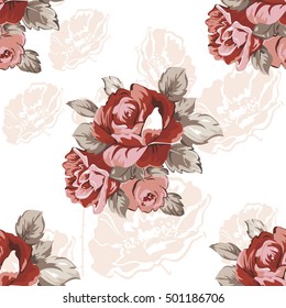 Seamless floral pattern with red roses Vector Illustration EPS8