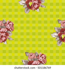 Patrón floral sin fisuras con rosas rojas Vector Ilustración EPS8