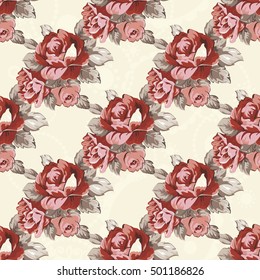 Seamless floral pattern with red roses Vector Illustration EPS8