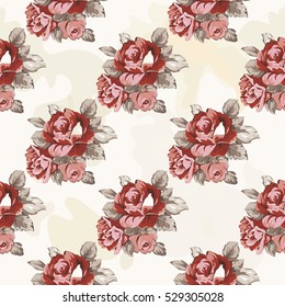 Seamless floral pattern with red roses Vector Illustration EPS8