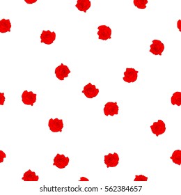 Seamless floral pattern red roses flowers on white background, vector, eps 10