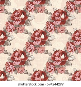 Seamless floral pattern with red roses Vector Illustration EPS8