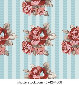 Seamless floral pattern with red roses Vector Illustration EPS8