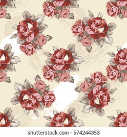 Seamless floral pattern with red roses Vector Illustration EPS8