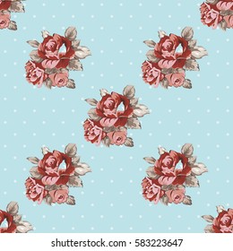 Seamless floral pattern with red roses Vector Illustration EPS8
