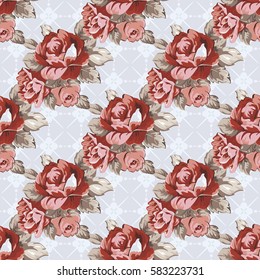 Nahtlose Blumenmuster mit roten Rosen Vektor-Illustration EPS8
