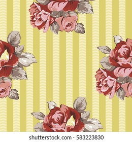 Seamless floral pattern with red roses Vector Illustration EPS8