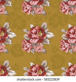 Seamless floral pattern with red roses Vector Illustration EPS8