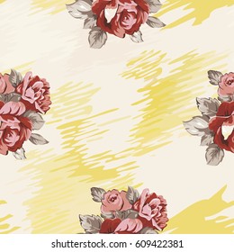 Seamless floral pattern with red roses Vector Illustration EPS8