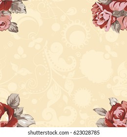 Seamless floral pattern with red roses Vector Illustration EPS8