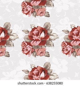 Seamless floral pattern with red roses Vector Illustration EPS8
