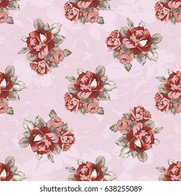 Seamless floral pattern with red roses Vector Illustration EPS8