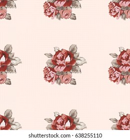 Seamless floral pattern with red roses Vector Illustration EPS8