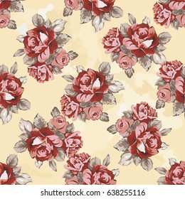 Seamless floral pattern with red roses Vector Illustration EPS8