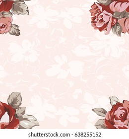 Patrón floral sin fisuras con rosas rojas Vector Ilustración EPS8