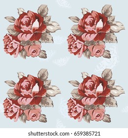 Seamless floral pattern with red roses Vector Illustration EPS8