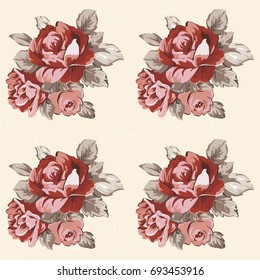 Seamless floral pattern with red roses Vector Illustration EPS8