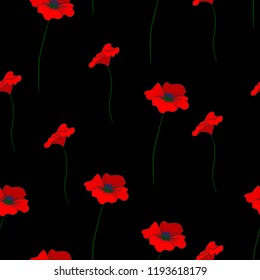 Seamless floral pattern with red small flowers