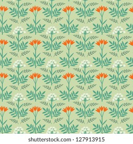 Seamless floral pattern with red and white flowers