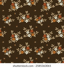 Seamless floral pattern with red and white flowers on a dark background. Seamless retro floral pattern with soft pastel flowers on navy blue.