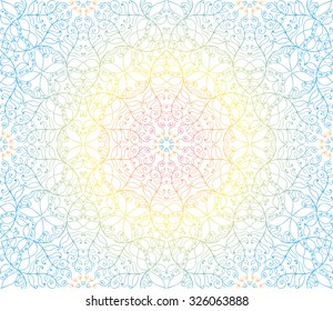Seamless Floral Pattern red, yellow and blue on a black background
