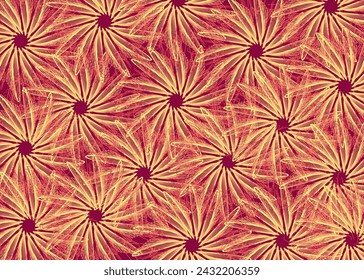 Seamless floral pattern in red-yellow tones for textiles or fabrics. Vibrant flowers for fashion trends, business concepts, covers, scrapbooking, interior solutions, tiles, posters, prints, etc. 